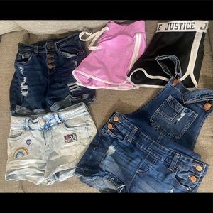 Girls justice lot size 12 shorts and tops